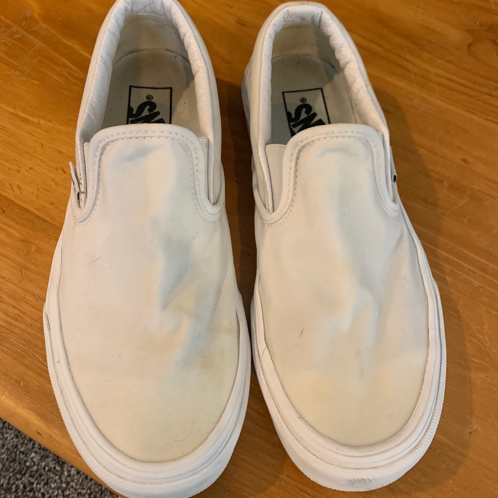 White Slip On Vans